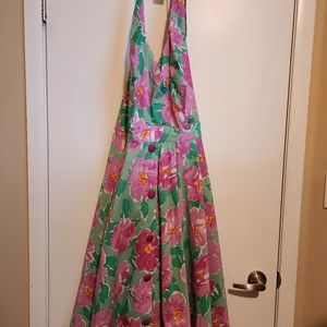 Unique Vintage Cotton Floral Halter Size 16